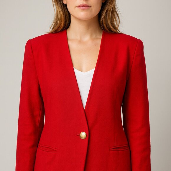 Vintage Mr. Max & Melanie Lyne Red Wool Blazer Size 12 - Picture 1 of 11